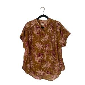 Anthropologie Pilcro Short-Sleeve Boho Lightweight Buttoned Blouse-XXS